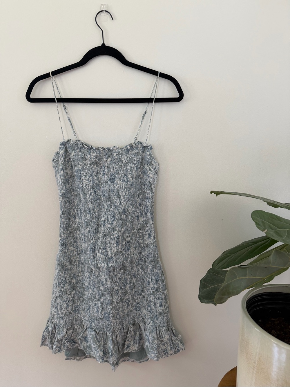 Abercrombie & Fitch Pale Blue Floral Ruffle Slip Dress